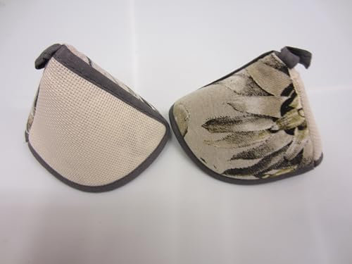 COPPIA PRESINE ROTONDE A CAPPUCCIO DA CUCINA FANTASIA NATURA GRIGIO CON AIDA