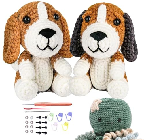 Häkelgarn-Set, Strickset für Anfänger – Häkelset für -Tierprojekte, Strickset, Häkeltier-Set für Kinder, a