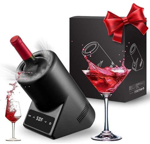 Enfriador De Vino Eléctrico, Cubo Enfriador De Vino De 210 X 135 X 240mm Para Vino Tinto Y Blanco O Un Poco De Champán, Ideal Para Amantes Del Vino, No Requiere Hielo De Acero Inoxidable,Black