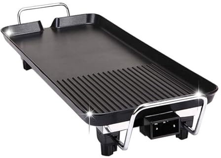 Parrilla Eléctrica de Mesa sin Humo, con Control de Temperatura Ajustable, Placa Caliente Antiadherente para Cocina, Cena, Fiesta, Camping, Festival, Cocina