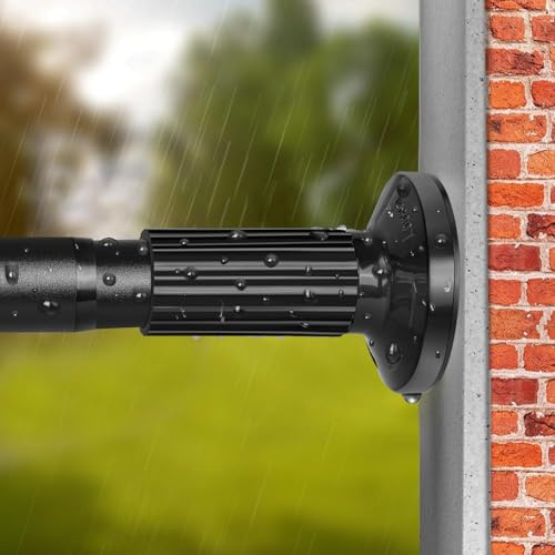 Shower Curtain Poles Without Drilling, 328cm-377cm Long Tension Curtain Rod,Extendable Stainless Steel Curtain Pole for Bath,Closet,Wardrobe,Door,Kitchen (Black, 328-377CM(Φ32mm))