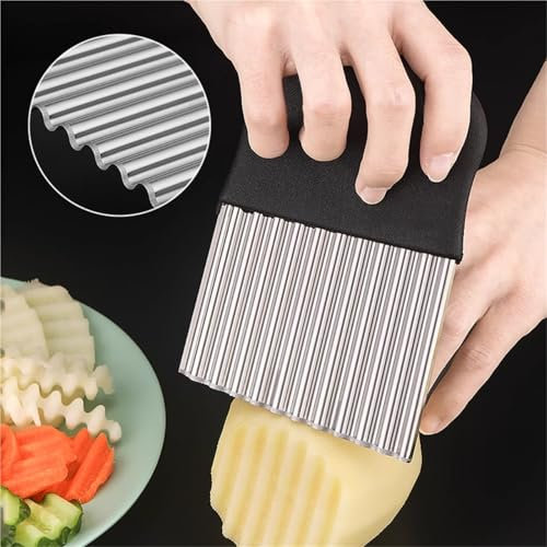 NJNNN Acier Inoxydable, Coupe-Pommes de Terre froissées, trancheuse à Frites ondulées, Couteau à Couper, for légumes, Chips de Carottes et Fruits, 14 cm