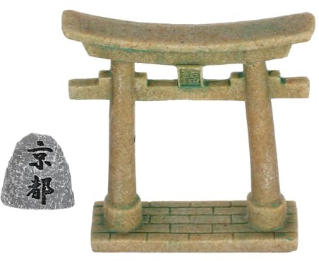 FONDOTIN Japanisches Tor Miniatur Dekoration Für Aquarium Resin Bonsai Zubehör Mit Shinto Altar Und Steinen Für Elegante Raumgestaltung
