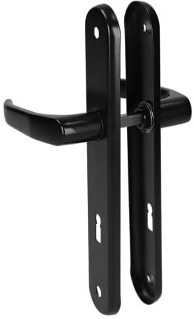 MonJar Langschild Türbeschlag Türdrücker Türgriff Türklinke Drückergarnitur Links Rechts 72mm (Buntbart-BB Schwarz)