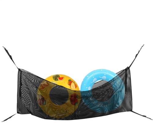 Bsbkoj Pool Toy Storage, Foldable Pool Mesh Bag Toys Organizer, 80.71 x 30.31 inches Swimming Pools Side Pouch for Floats, Pools Float Hanging Storages use to Gates, Fences, Ground