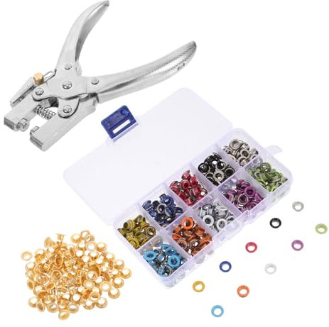 LAPYAPPE Ösenzange Mit Metallösen Und Aufbewahrungsbox Handpresswerkzeug Mit Federrückstellung Für Planen Stoff Und Leder Multifunktionales Ösenwerkzeug Für Banner Zelte Kleidung Und Vorhän