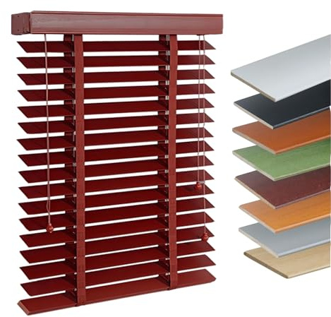 Persiana De Madera para Ventanas, Estores Venecianas Opacas,Horizontales Cortinas de Cocina, 48/60/75/90/110/120cm,Persiana Veneciana De Privacidad para Oficina(Wine Red)