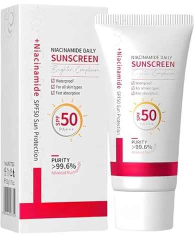 Niacinamide Sun Screen SPF 50,Daily Moisture Sunscreen Body Lotion,Soothing Sun Cream,Daily Sun Cream,Body and Face Sunscreen Nourishing Skin,Anti-Ageing S-un Protection,Waterproof S-un Moisturiser