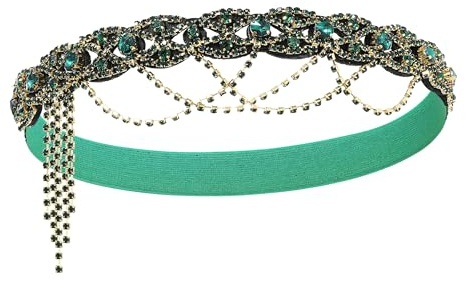 BABEYOND Flapper 1920s Gatsby Stirnband - 20s Vintage Strass Haarband Hochzeit Prom Haar Kopfkette Stirn Kopfschmuck für Damen grün