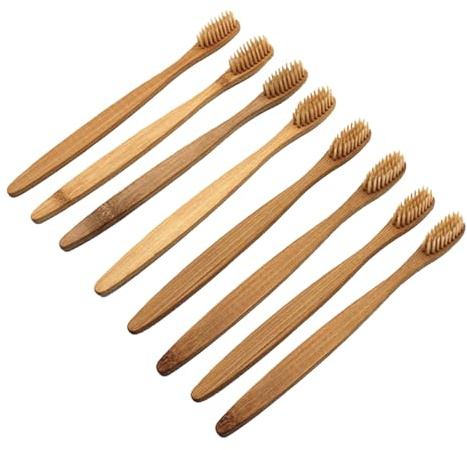 Anneome 8 pezzi Spazzolini in Bamboo Naturale con Setole Morbide Spazzolino Ecologico per Pulizia Profonda Protezione Gengive Sensibili e Sbiancamento Denti per Viaggi e Uso