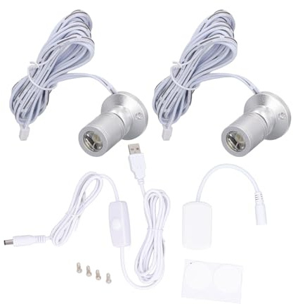 Spotlight a LED dimmeble 5v, luci di visualizzazione a LED USB in alluminio Spotlight interno con dimmer per la veranda per armadietti di gioielli display (Luce calda)