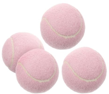 MOTHNUR 4 Stück Teiliges Tennisbälle aus Robustem Gummi Hellrosa Trainingsbälle für Anfängerinnen Sichtbare Übungsbälle zur Verbesserung der Tennisfähigkeiten Spielerisches Design für
