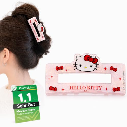 Hello Kitty Haarspange - Haarklammer für Mädchen & Kinder - Haarspangen Damen Haarclip aus Acryl 6 x 5 cm - Haarschmuck Mädchen - süßer Hair Clips für Schule Alltag Geschenk Dutt Zopf Unicorn