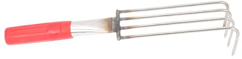 VICASKY Râteau à Main INOX 32 Cm à 4 Griffes pour Fouille de Coquillages en Bord de Mer, Outil de Plage Ergonomique pour Palourdes et Fruits de Mer, Accessoire Léger et Résistant