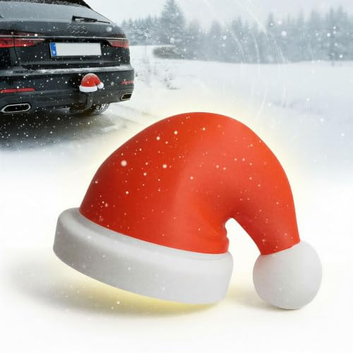 Anhängerkupplung Abdeckung Weihnachts Mütze – Weihnachten Deko Santa Christmas Xmas – Schutzkappe 50 mm Kugelkopf – Universal AHK Kappe Anhänger Lustig Geschenkidee Auto - Made by R-Satz Shop