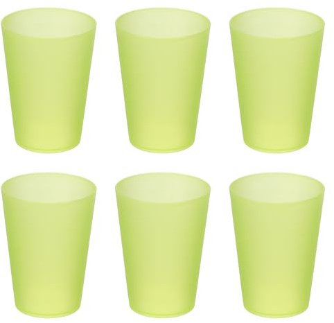 sourcing map 6 bicchieri in plastica, riutilizzabili, infrangibili, per casa, ufficio, ristoranti, acqua, caffè, latte, succhi di frutta, tè, giallo trasparente