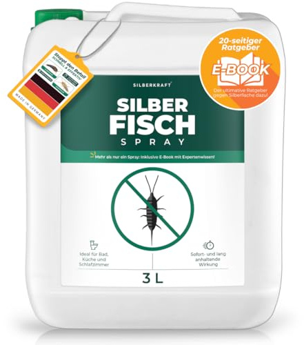 Silberkraft Silberfisch Aktiv Spray mit effektiver Sofortwirkung [3 Liter] | Schnelle und effektive Bekämpfung von Silberfischchen Alternative zu Köderdosen und Fallen