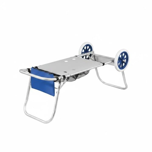 TAIZhiChen Carrello Portapacchi Pieghevole in Alluminio Salvaspazio Carrello da Spiaggia Pieghevole Robusto Trolley Portapacchi per Shopping, Blu Reale