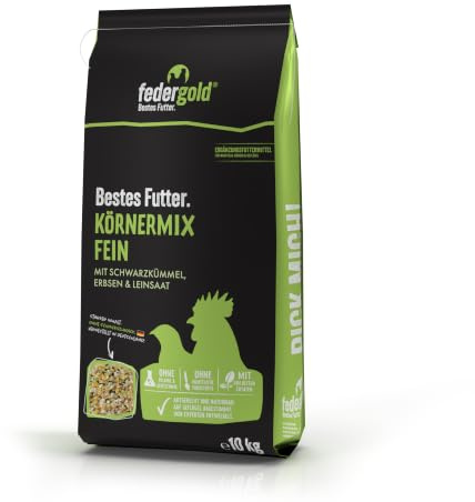 federgold Mélange de grains fins 10 kg - Nourriture pour cailles et poulets | Mélange de grains fins de 10 kg avec cumin noir, graines de lin et coquillages – Aliment idéal pour la volaille