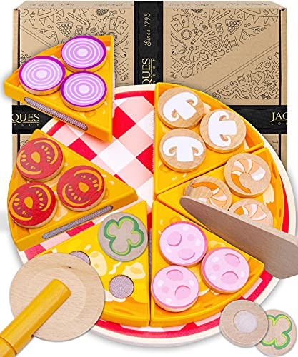 Jaques of London | Pizza Party Food | Role Play Food | Wooden Food Toy | Pretend Food | Play Cutting Food | Wooden Toddler Toys | Since 1795