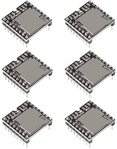 6PCS Mini MP3 Player Module DFPlayer Player Module MP3 Voice Decode Board Supporting TF Card U-Disk IO/Serial Port/AD for Arduino