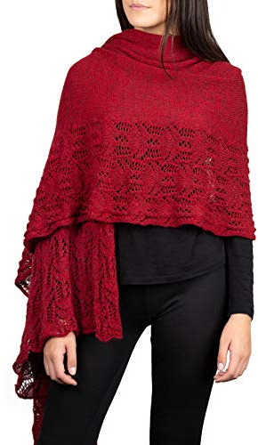 Kemailù - ILARY Perforierte Stola aus Mohairwolle - Damen - MADE IN ITALY (Rot)