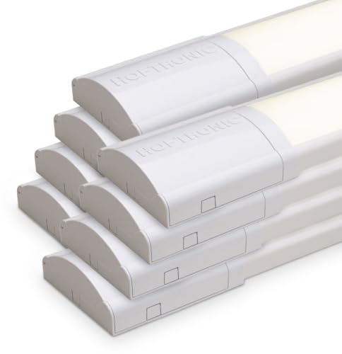 HOFTRONIC - 8er Pack LED Lichtleisten 60cm 20W Röhrenlampe Komplett 4000K Neutralweiß 2400lm Super Hell 30000h Leuchte Dachboden 600x74x25mm (LxBxH) Kellerlampe garagenbeleuchtung - IP20