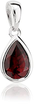 NKlaus 925 Sterlingsilber Kettenanhänger Tropfen 6x9mm Granat echt Zarge Anhänger rhod. 3771