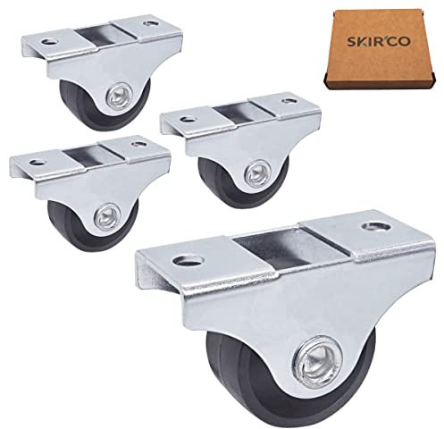 SKIR'CO Paquete de 4 ruedas pequeñas de 25 mm para muebles, ruedas de plástico negro, no giratorias, ruedas fijas, dirección unidireccional (4)