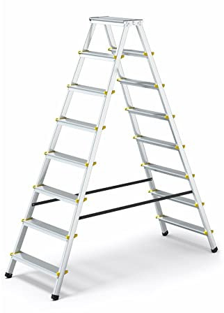 DWA - Scaletta doppia pieghevole in alluminio, 8 gradini