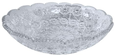 Reldor Glass Fruit Bowl Large, Serving Display Centrepiece Bowl Cut, Versatile Serving Glass Bowls for Salads, Fruits, Snacks, Desserts & Kitchen Decor, 18–19cm Diameter