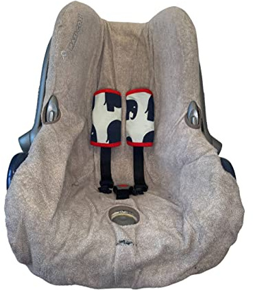 Universal-Gurtpolster für Babytragen, Kindersitze und Kinderwagen. Wendbar, mit Baumwolljersey und Frottee. Ideal für zahnende Babys und als Kau- und Speichelschutz, (Elefant)