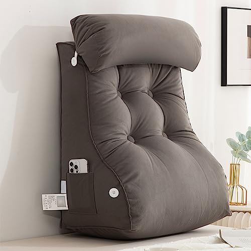 AMZZHAO Rückenkissen,Lesekissen,Keilkissen,Stützkissen,mit Abnehmbare Nackenrolle,Ideal als Rückenstütze zum Lesen,Arbeiten,und Spielen auf dem Bett,Sofa,oder Couch