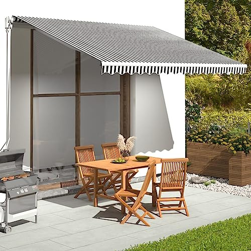 puraday Markisen Ersatzstoff 4x3 m Markisenbespannung Anthrazit und Weiß Markiesenstoff Wasserdicht Polyester mit PU-Beschichtung