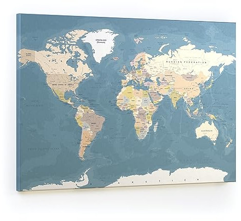 ALLboards Magnettafel CANVASboards 90×60 cm – Weltkarte, Memoboards Magnetpinnwand Canvas Bilder