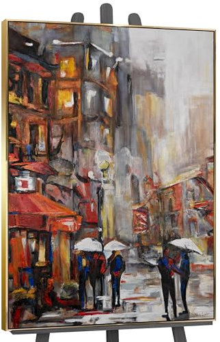 YS-Art Abstrakt Acryl Gemälde auf Leinwand Städtische Atmosphäre handgemalt Wandbilder Wohnzimmer modern Wohndekor Bild echtes Kunstwerk 120x80 cm