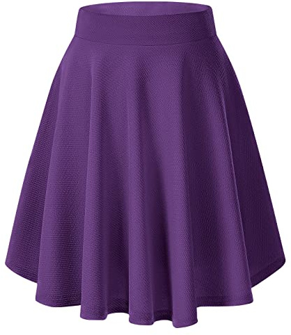 Mujeres Elegante Cintura Elástica A-Línea Midi Falda Base Uniforme Plisada Patinaje Falda