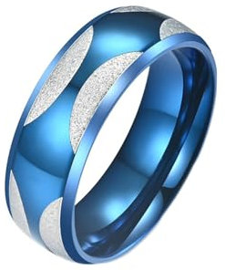 Whoiy Partnerringe Freundschaftsringe Edelstahl Matt Gravur, 8MM Blau Ausgefallene Trauringe für Herren Größe 60 (19.1)
