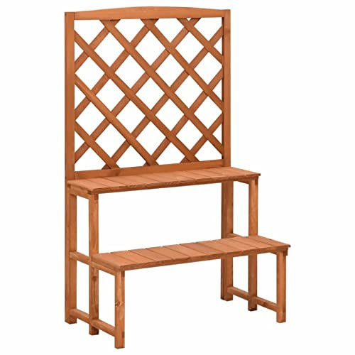GuyAna Blumentreppe mit Rankgitter 70x42x115 cm Massivholz Tanne Spalier Pflanzenregal Blumenständer Blumenregal Pflanzenständer