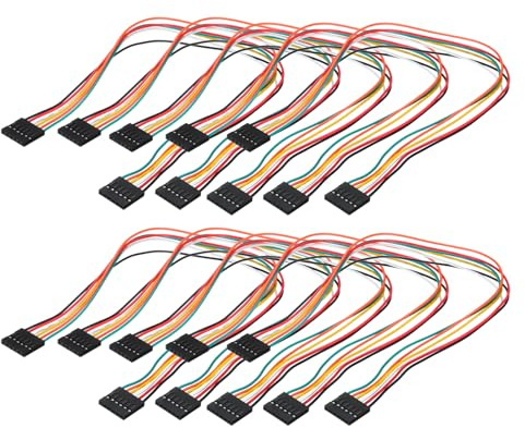 sourcing map Female to Female 6Pin Breadboard Jumper Wire 2.54mm Pitch Single Row Ribbon Cable 30cm Long Breadboard Ribbon Cables for Breadboard Electronic Projects Pack of 10,Multicolored