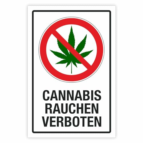 Schild Cannabis rauchen verboten Motiv 1 300 x 200 mm | 3 mm Alu-Verbund, wetterfester UV-Direktdruck, robust und langlebig, Made in Germany