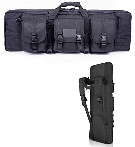 ANSNOW Gewehrkoffer, Lange Waffentasche, Jagdgewehrkoffer, Weiche Waffentasche Mit Zwei Fächern Und 3 Große Zubehörtaschen, Taktischer Gewehrrucksack, Waffentragekoffer, Gewehrtaschen Für Jagd Und A
