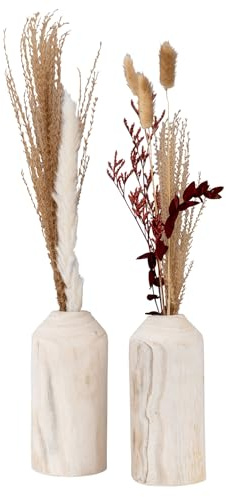 levandeo 2er Set Vase aus Holz für Trockenblumen H20cm Natur Holzvase Tischdeko Tischvase Wohndekoration
