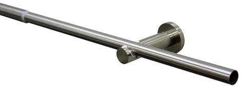 GARDINIA Juego de Barra de Cortina Sol, 1 Riel, Set Completo Que Incluye Material de Fijación, Barra de Cortina Extensible, Ø 16/19 mm, 120-210 cm, Metal, Aspecto de Acero Inoxidable