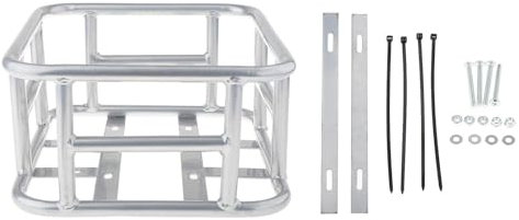 Harilla Fahrradkorb hinten groß für Gepäckträger, Fahrradkorb aus Metall, geeignet für E-Bikes und die meisten Fahrräder, Stabiler Fahrradkorb am Gepäckträger für Touring, Hund, Schultasche, Silber