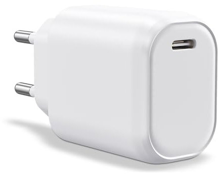 WAYTEX 59122 Caricabatterie rapido USB C 20W per smartphone, tablet, computer portatile - 1 porta USB-C, QC 3.0+PD con chip IC per ricarica sicura e protezione batteria, presa EU 2 pin