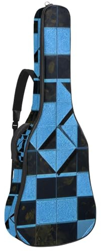 Akustikgitarre Tasche Schöner Koffer für 40/41/42 Zoll mit Zubehörfach Wasserdicht Gigbag Gelb Schachbrettmuster, Mehrfarbig Nr. 08, 42.9x16.9x4.7 in, Gitarrentasche
