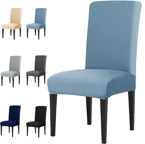 NAKIHOUSE Chair Covers, Super Fit Stretch Dining Room Chair Covers Set of 4 Removable Washable Chair Protector Cover Seat Slipcover for Dining Room, Wedding, Ceremony, Banquet, Party (Light Blue)