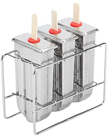 Natudeco 3 Stück Edelstahl-Gefrier-Pop-Form, runde Eisform, Metall-Eis am Stiel-Tablett, hausgemachte Eis am Stiel-Form für die Eisherstellung