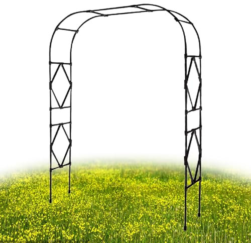 Arche de jardin en métal pour plantes grimpantes, tonnelle de mariage robuste pour pelouse, terrasse, tonnelle, solide, 120 300 cm, noir (l 2,50 x H 2,40 m)
